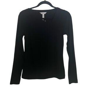 Spanx Black Stretch Rib Asymmetrical Top NWT Medium